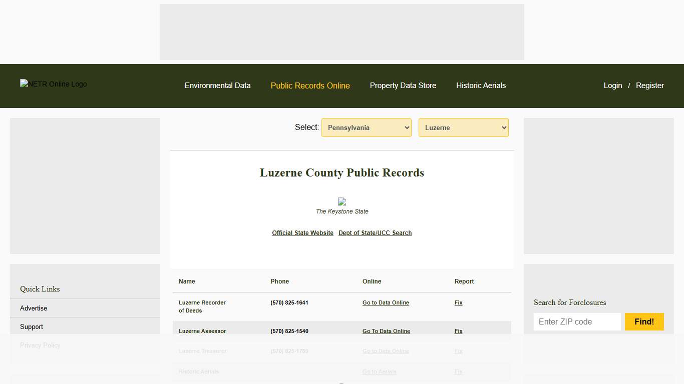NETR Online • Luzerne • Luzerne Public Records, Search Luzerne Records, Luzerne Property Tax, Pennsylvania Property Search, Pennsylvania Assessor